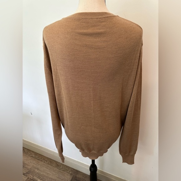 Filoversa 100% Merino Wool Sweater Style Sergei Camel Colour SZ XL Unisex Italy - Picture 2 of 6